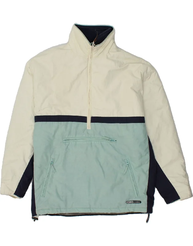 Luxury Comfort VINTAGE Mens Loose Fit Hooded Anorak Jacket UK 38 Medium Blue Colourblock