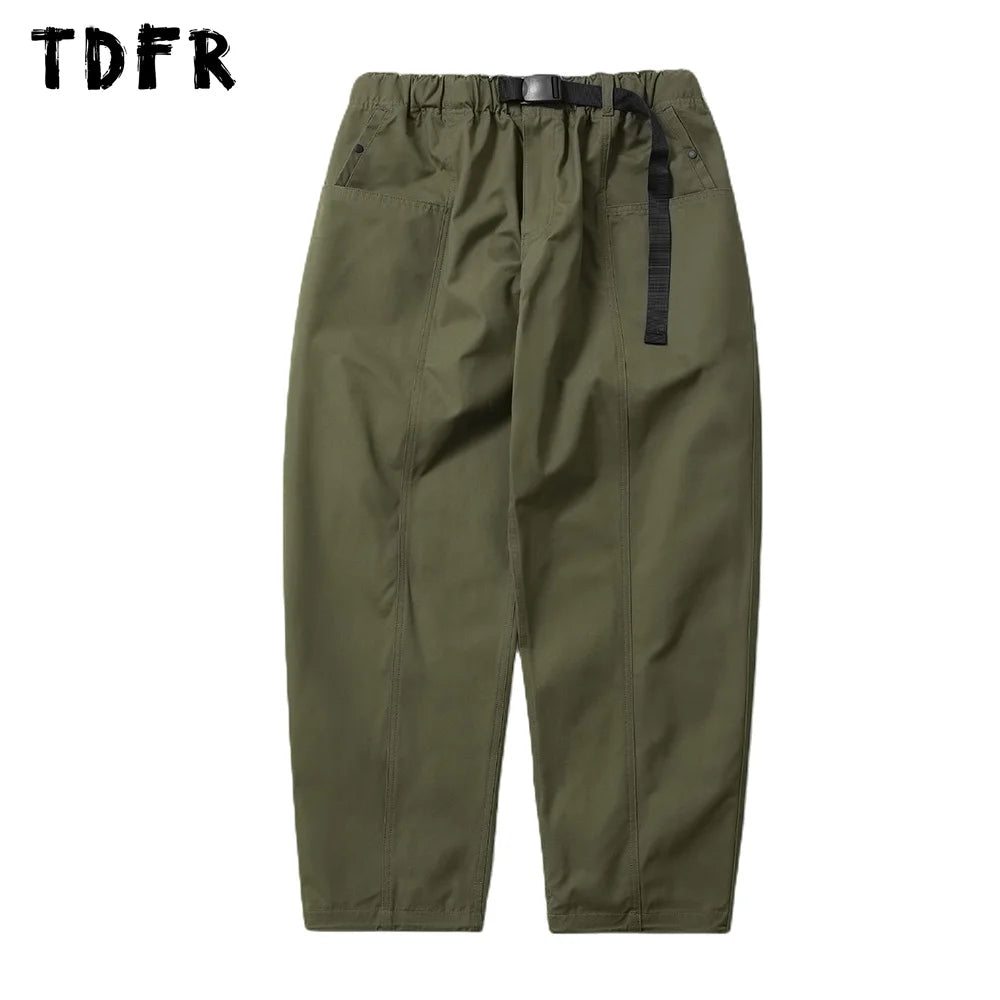 Sporty Suits Solid Color Safari Style Casual Loose Wide Leg Cargo Pants with Adjustable Belt Sporty Suits Solid Color Safari Style Casual Loose Wide Leg Cargo Pants with Adjustable Belt