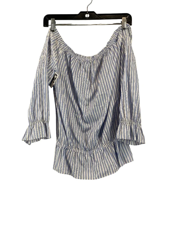 Relaxed Denim Top Long Sleeve By White House Black Market In Blue & White, Size: S