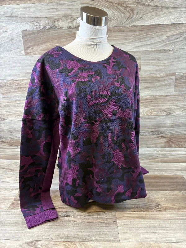 Easygoing Fashion Athletic Top Long Sleeve Crewneck By Nike Apparel In Purple, Size: L