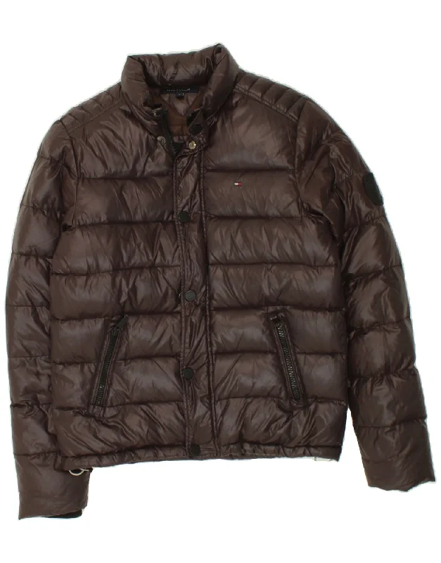 Premium Fabric TOMMY HILFIGER Mens Padded Jacket UK 36 Small Brown Polyester