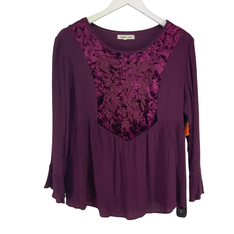 Versatile Style Top Long Sleeve By Indigo Soul In Purple, Size: M