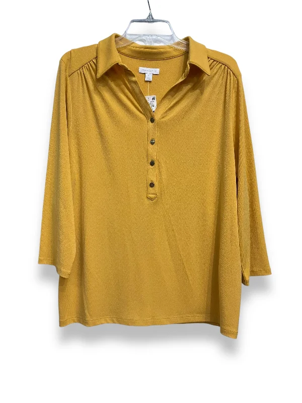 Smart Casual Top Long Sleeve Basic By Charter Club In Yellow, Size: Xl