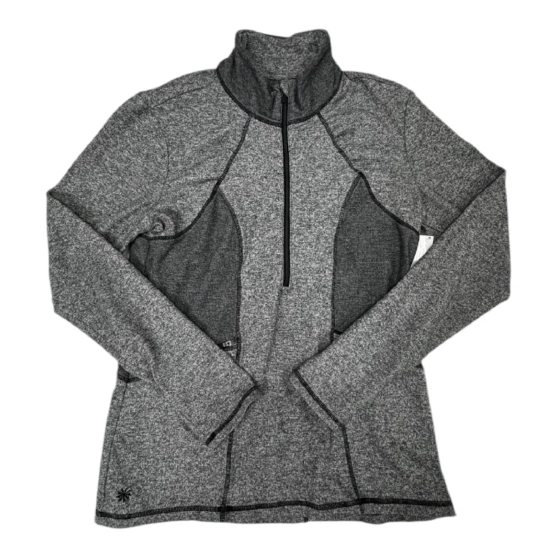 Relaxed Fits Athletic Top Long Sleeve Collar By Athleta In Grey, Size: M