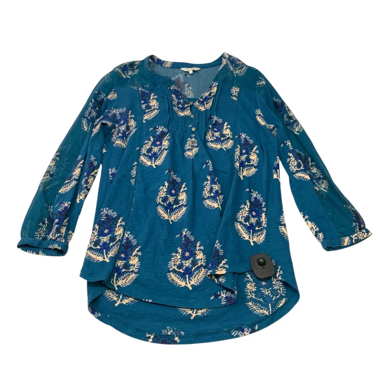 Relaxed Wear Top 3/4 Sleeve By Lucky Brand In Blue, Size: M
