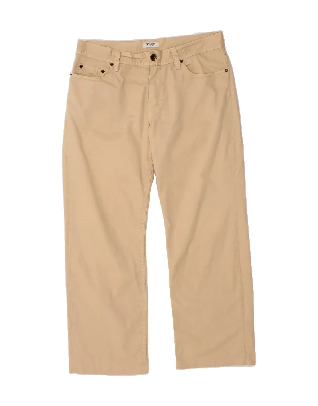 MOSCHINO Mens Straight Casual Trousers W34 L26 Beige Cotton