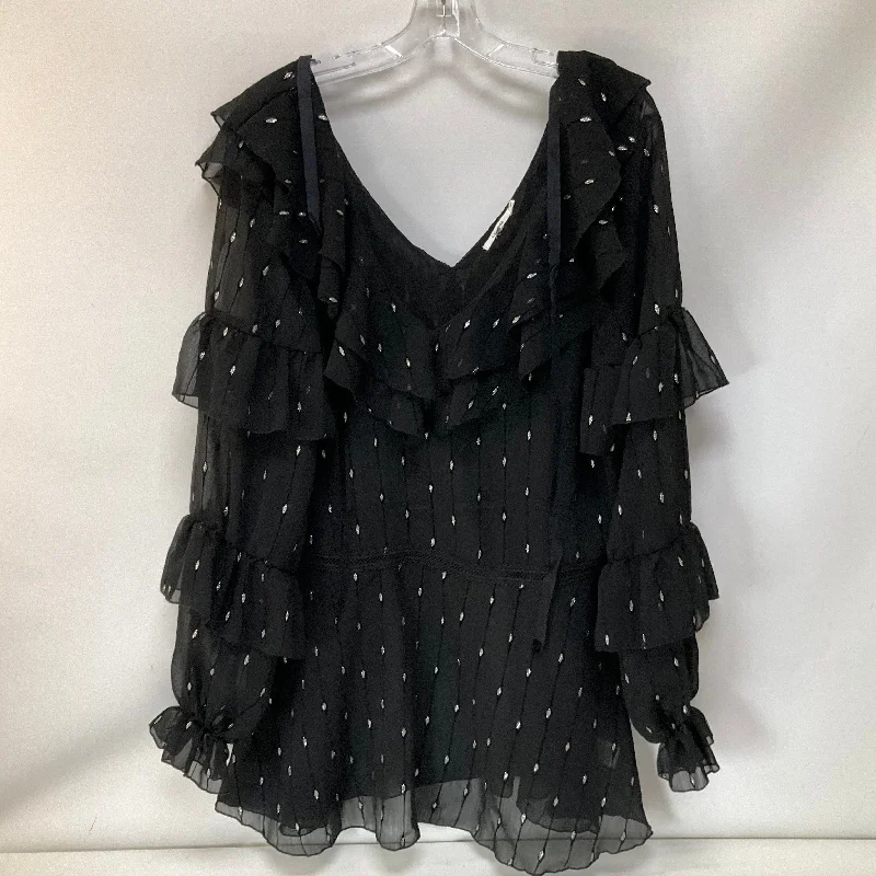 Sporty Wardrobe Top Long Sleeve By Tularosa In Black, Size: S