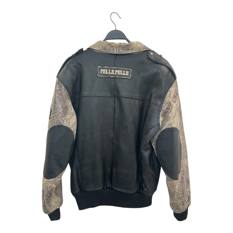 Basic Fashion Pelle Pelle/Leather Jkt/XL/Leather/BLK/SNAKESKIN SLEEVES