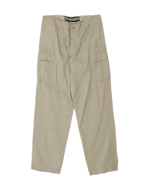 PACIFIC TRAIL Mens Straight Cargo Trousers W34 L32  Beige Cotton