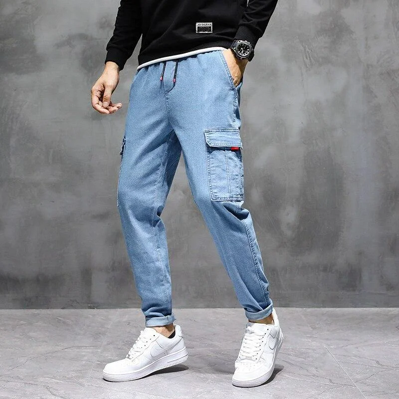 Stylish Apparel Men's Cargo Harlan Side Pocket Lightweight Jeans
