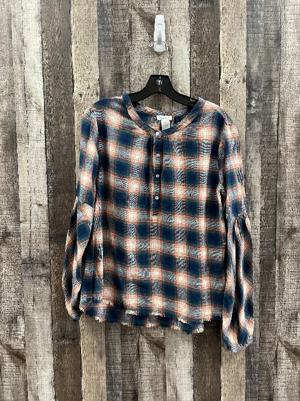 Casual Outfit Top Long Sleeve By Sundance In Plaid Pattern, Size: M