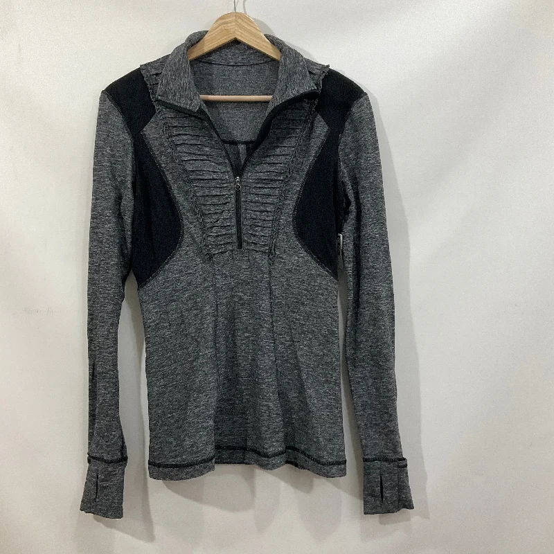 Comfortable Outfits Athletic Top Long Sleeve Collar By Lululemon In Grey, Size: 6