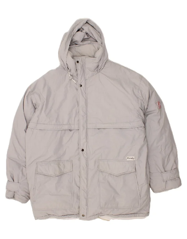 Soft T-Shirts VINTAGE Mens Hooded Padded Jacket UK 40 Large Grey Polyester