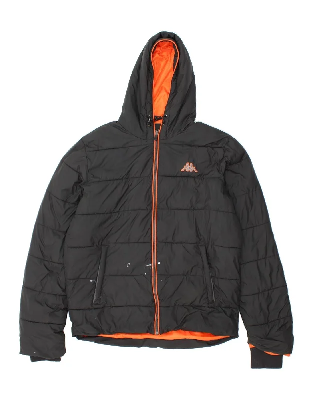 Effortless Comfort KAPPA Mens Hooded Padded Jacket UK 38 Medium Black Polyester