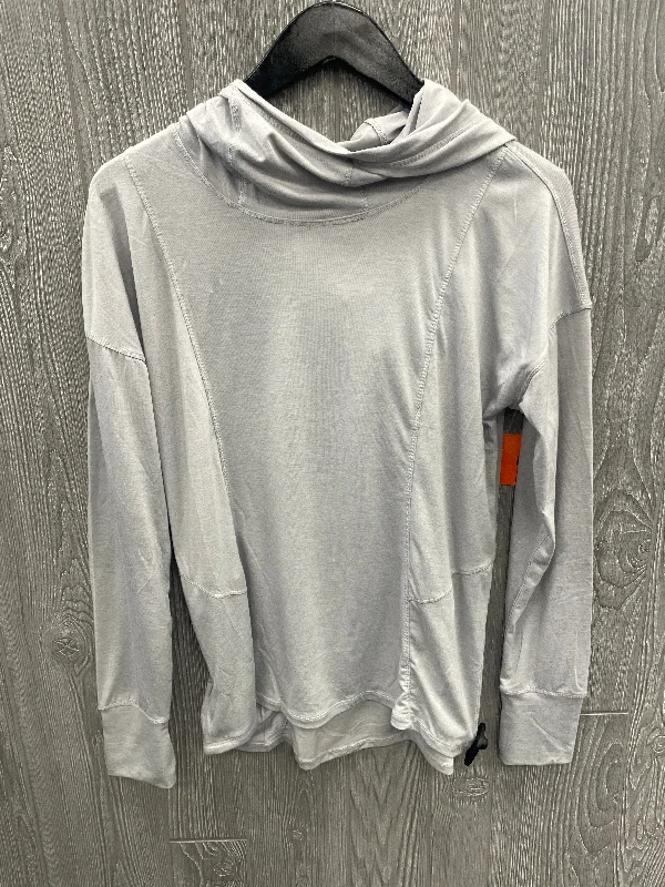 Smart Casual Wear Athletic Top Long Sleeve Hoodie By 90 Degrees By Reflex In Grey, Size: M
