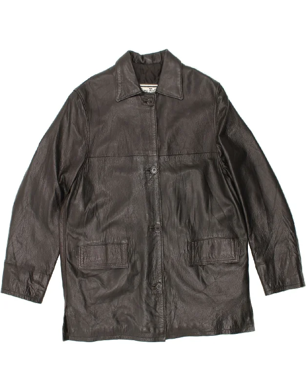Lightweight Gear VINTAGE Mens Leather Coat UK 42 XL Black Leather