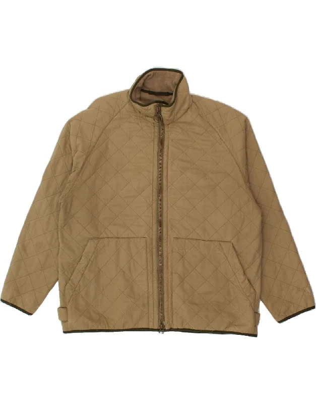 Versatile Outfits BARBOUR Mens Quilted Jacket UK 44 2XL Beige Polyester