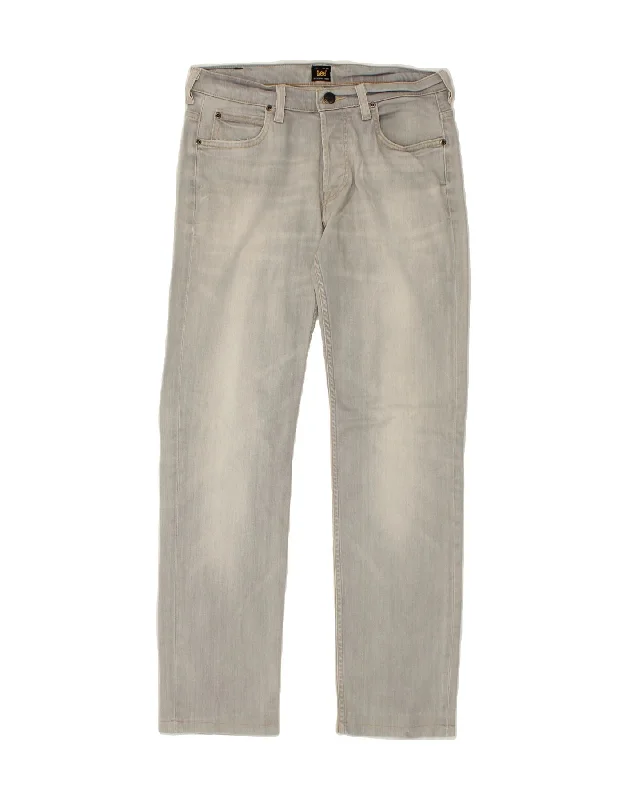 Sporty Trends LEE Mens Powell Straight Jeans W31 L30 Grey Cotton