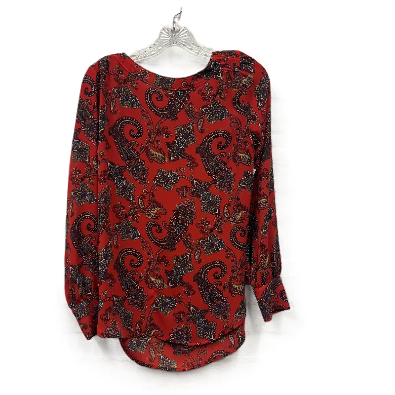 Easy Fashion Top Long Sleeve By Loft In Red, Size: S
