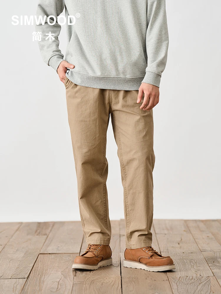 Modern Style Loose Tapered Beads Canvas Fabric Men Pants - Vintage Style