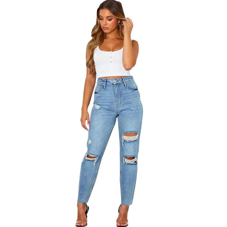 Modern Comfort Women's Fashion Washed Blue Jeans