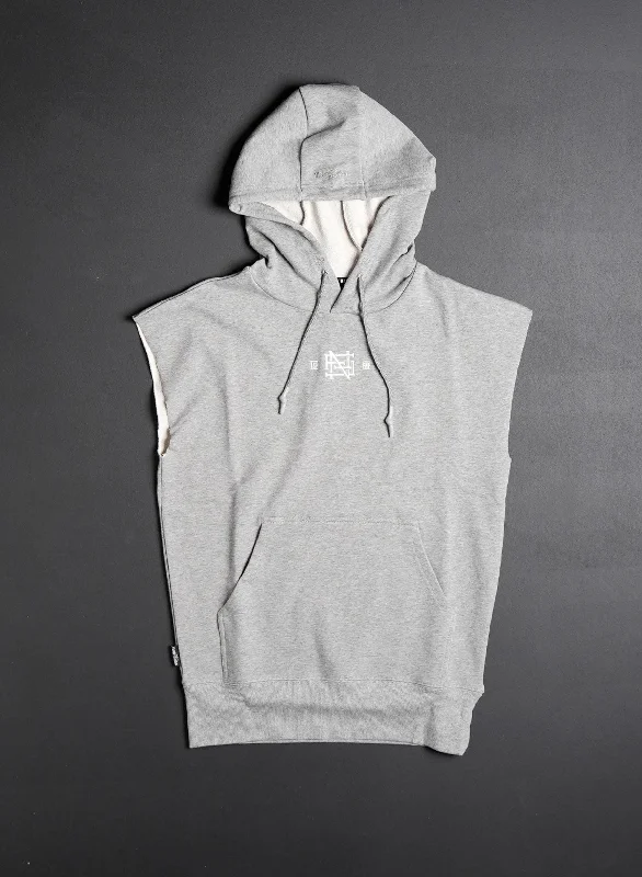 Sporty Trends EMB SLEEVELESS HOODIE - GREY