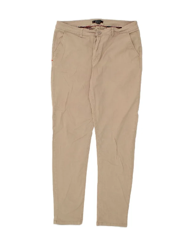 KANGOL Mens Slim Chino Trousers W36 L34 Beige Cotton