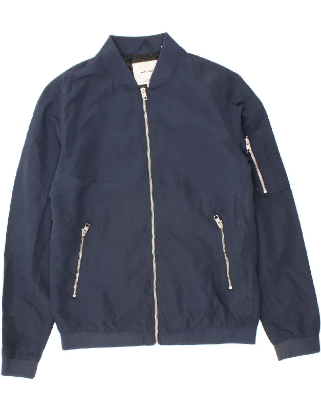 JACK & JONES Mens Bomber Jacket UK 38 Medium Navy Blue