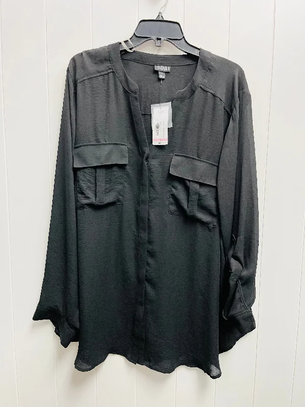 Comfy Jackets Top Long Sleeve By Ana In Black, Size: 3x