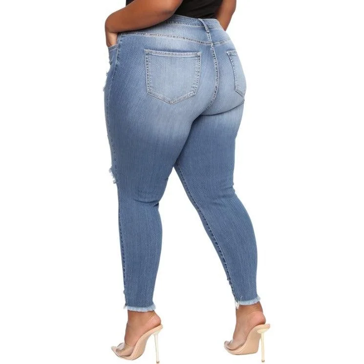 Casual Chic Stretch Ripped Women Plus Size Jeans Plus Size Jeans