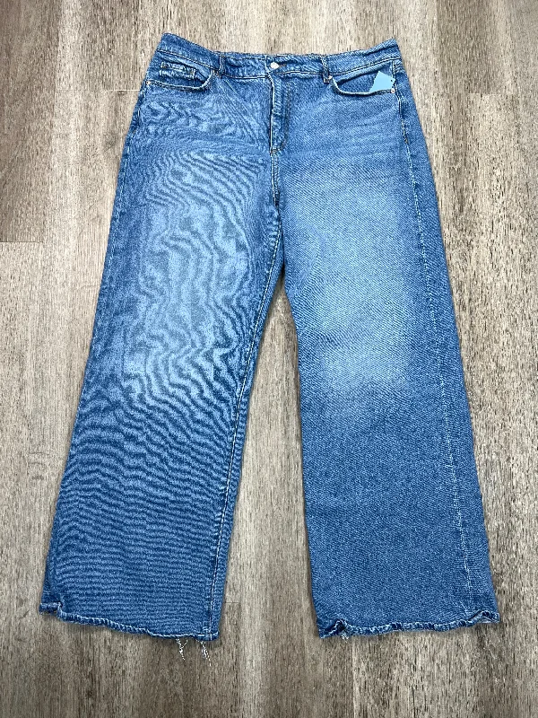 Classic Casual Jeans Wide Leg By Loft In Blue Denim, Size: 14