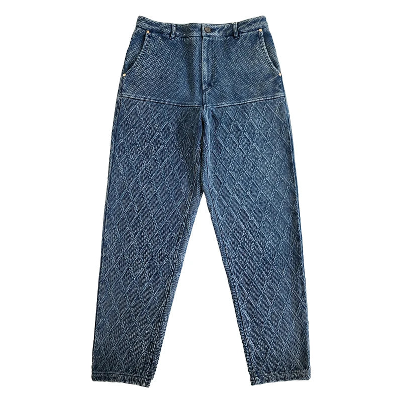 Modern Comfort Men's Indigo Sashiko Tapered Pants - Japanese Style Trousers