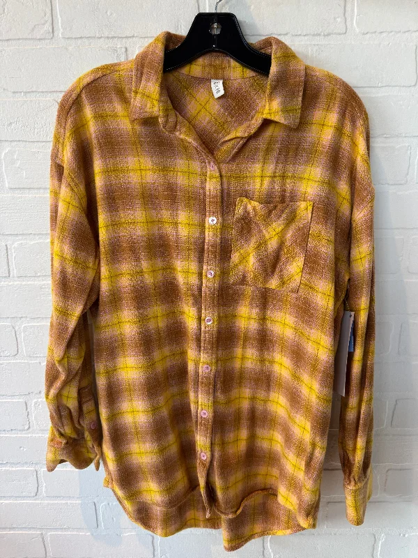 Modern Apparel Top Long Sleeve By Bp In Yellow, Size: Xs
