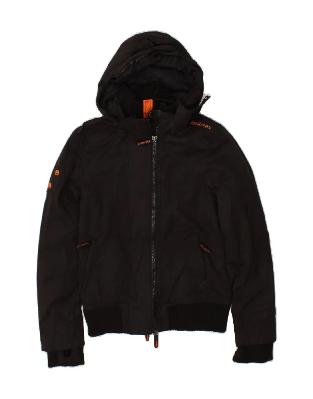 SUPERDRY Mens The Windbomber Hooded Windbreaker Jacket UK 34 XS Black