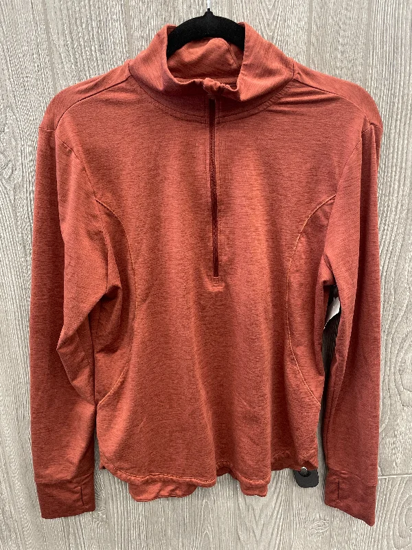 Laid-Back Style Athletic Top Long Sleeve Collar By Apana In Orange, Size: L