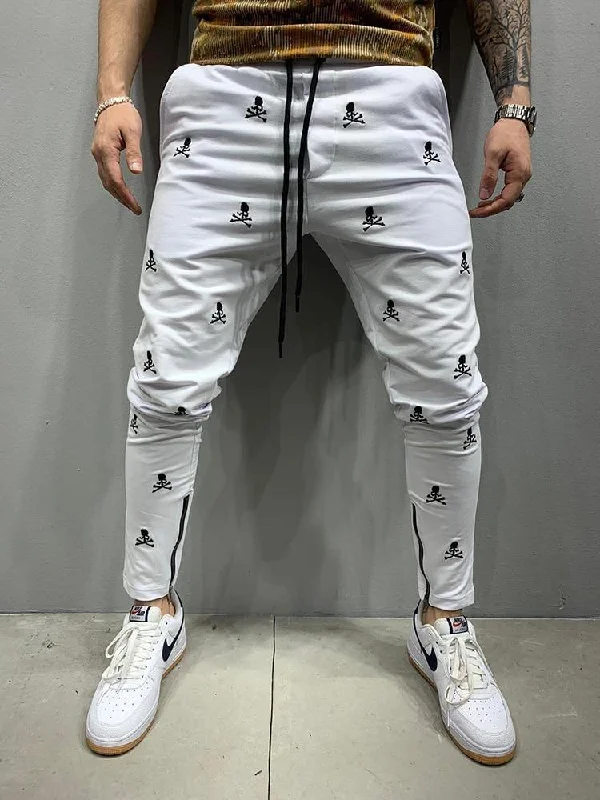 Lightweight Gear Men's 3D Print Casual Slim Fit Zipper Pants
