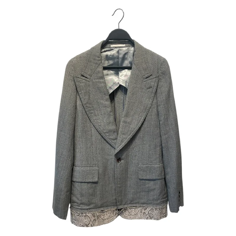 Sporty Look COMME des GARCONS HOMME PLUS/Tailored Jkt/S/Wool/GRY/All Over Print/Snakeskin Zipper