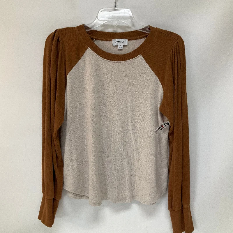 Comfortable Shoes Top Long Sleeve By Evereve In Tan, Size: M