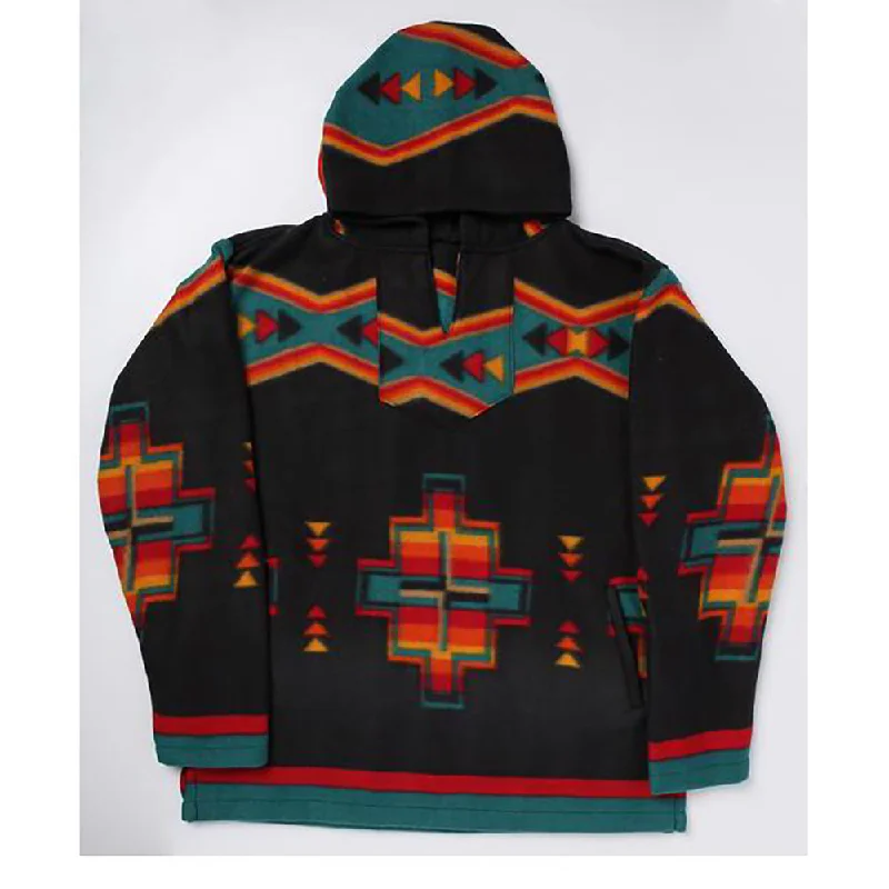 Smart Casual Wear El Paso Unisex Black Aztec Fleece Pullover Hoodie