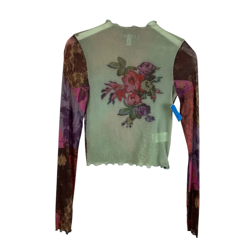 Retro Style Top Long Sleeve By Urban Outfitters In Floral Print, Size: M