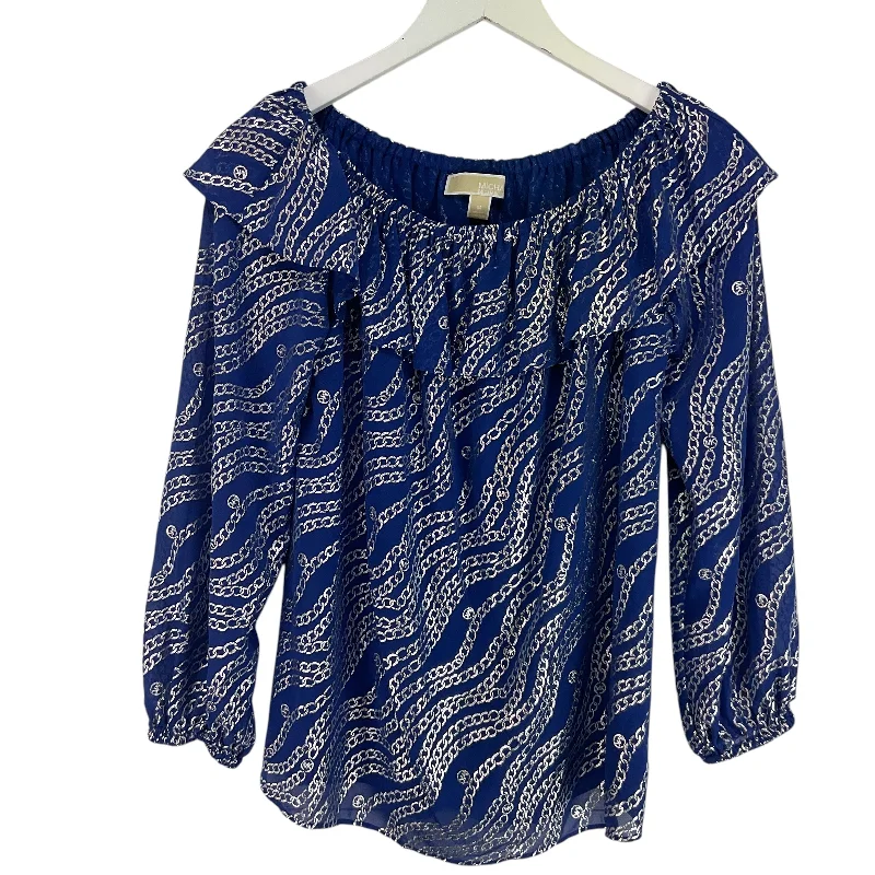 Trendy Comfort Top Long Sleeve By Michael By Michael Kors In Blue, Size: M