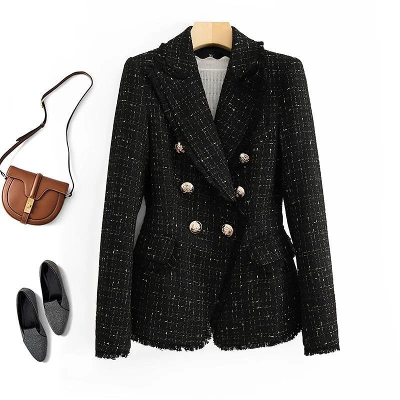 Stylish Looks Tweed Blazer Women - Casual - Plain-Solid