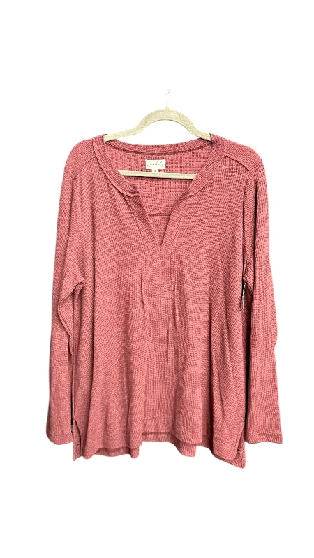 Modern Style Top Long Sleeve Basic By Wonderly In Maroon, Size: Xl