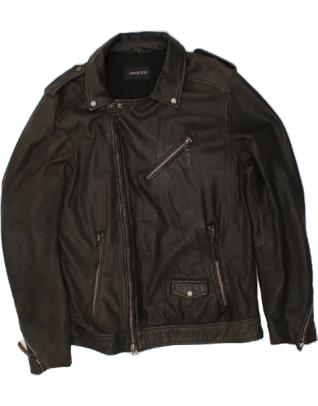 OAKWOOD Mens Leather Jacket UK 44 2XL Black Leather