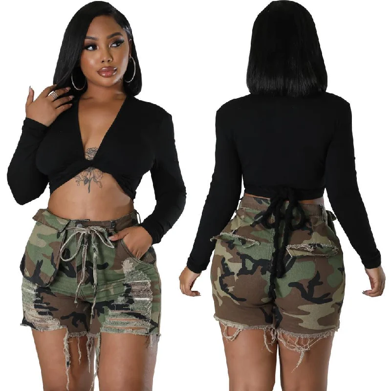 Premium Comfort Stretch Camouflage Denim Shorts