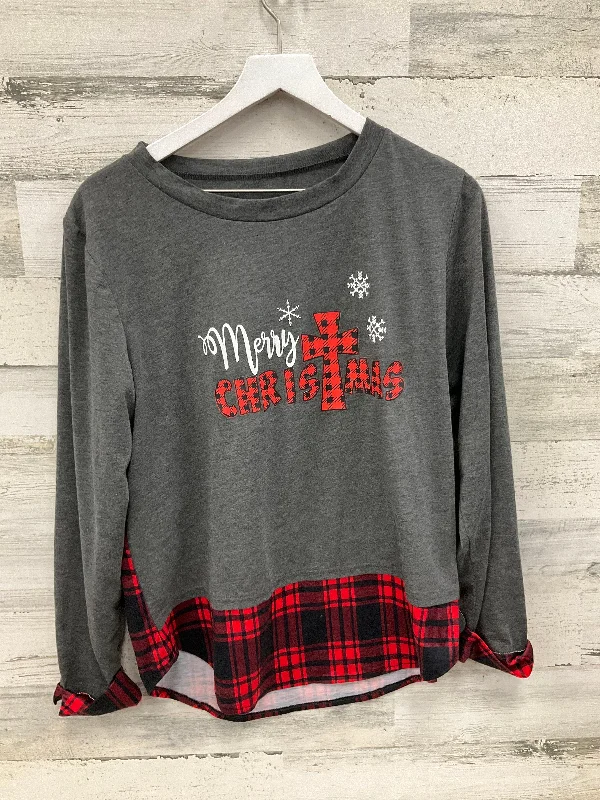 Modern Backpacks Top Long Sleeve By Cmf In Grey, Size: L