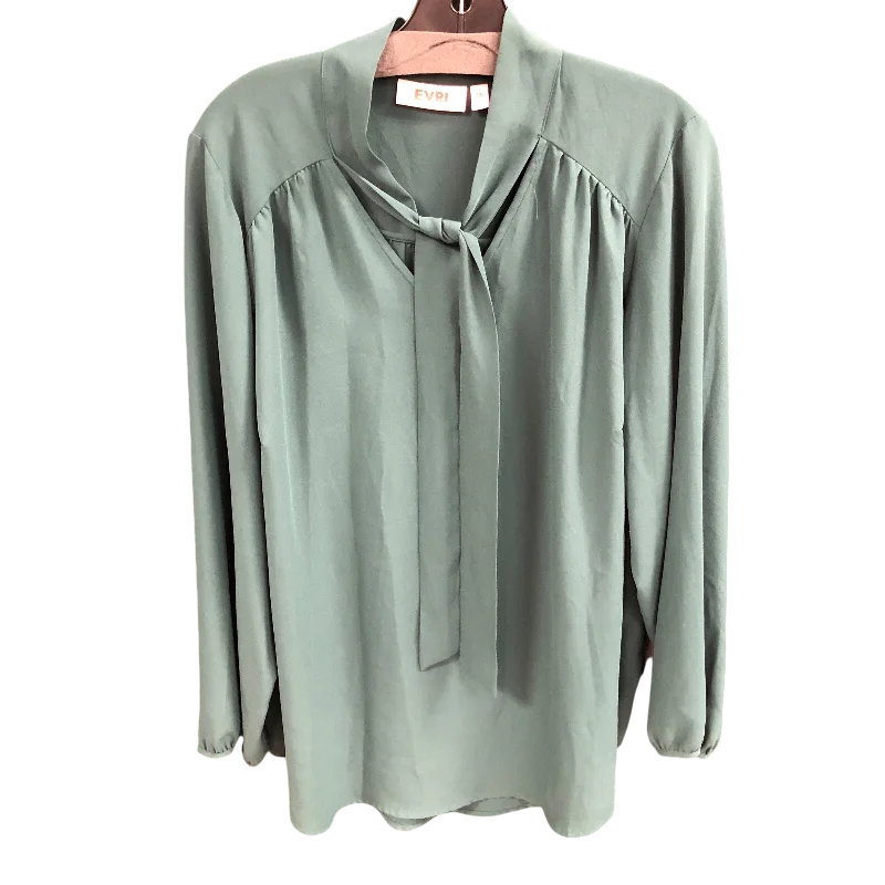 Streetwear Look Top Long Sleeve By Evri In Green, Size: 1x