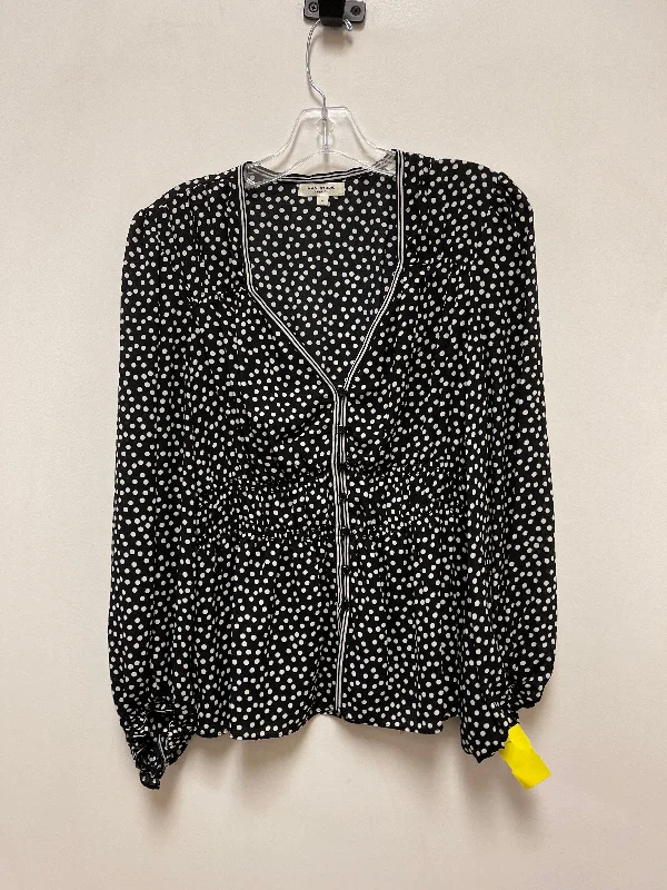 Casual Denim Top Long Sleeve By Max Studio In Polkadot Pattern, Size: M