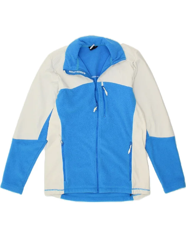 Sporty Wardrobe HELLY HANSEN Mens Graphic Fleece Jacket UK 38 Medium Blue Colourblock Sporty Wardrobe HELLY HANSEN Mens Graphic Fleece Jacket UK 38 Medium Blue Colourblock