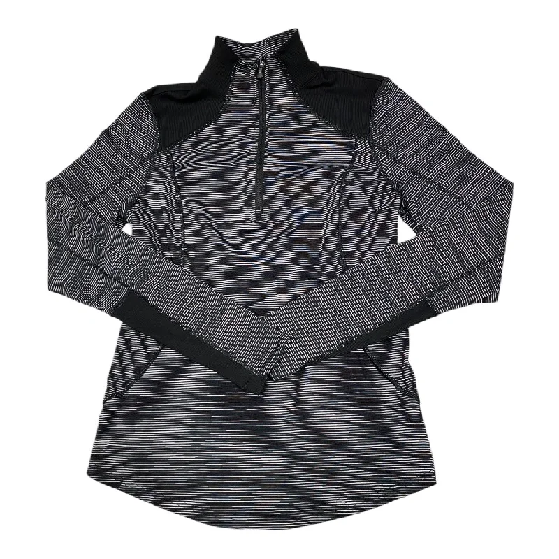 Athletic Top Long Sleeve Collar By Tek Gear In Black & Grey, Size: M